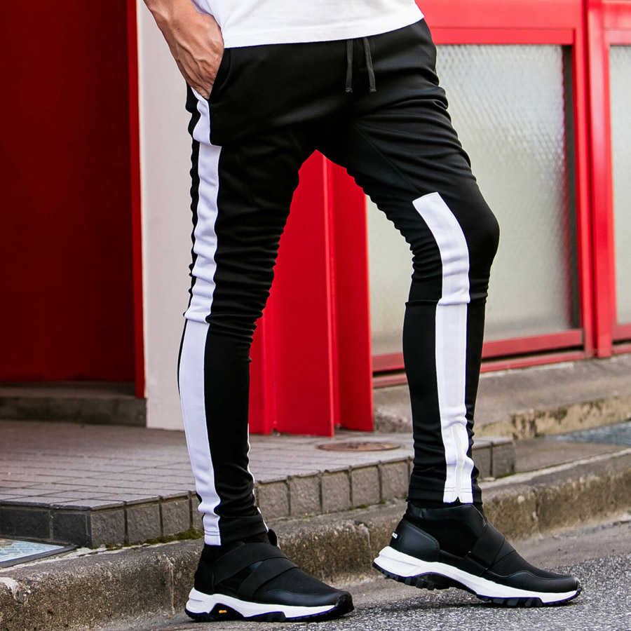 2021 남성 여성 의류 헤어 스타일리스트 패션 화이트 헴 지퍼 다리 마이크로 일시 중지 높은 탄성 바지 플러스 크기 의상 27-46